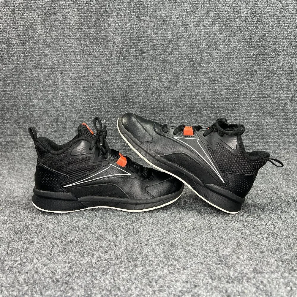 Reebok More Buckets Basketball Shoes Boy's 1.5 Black‎ Leather Athletic Sneakers